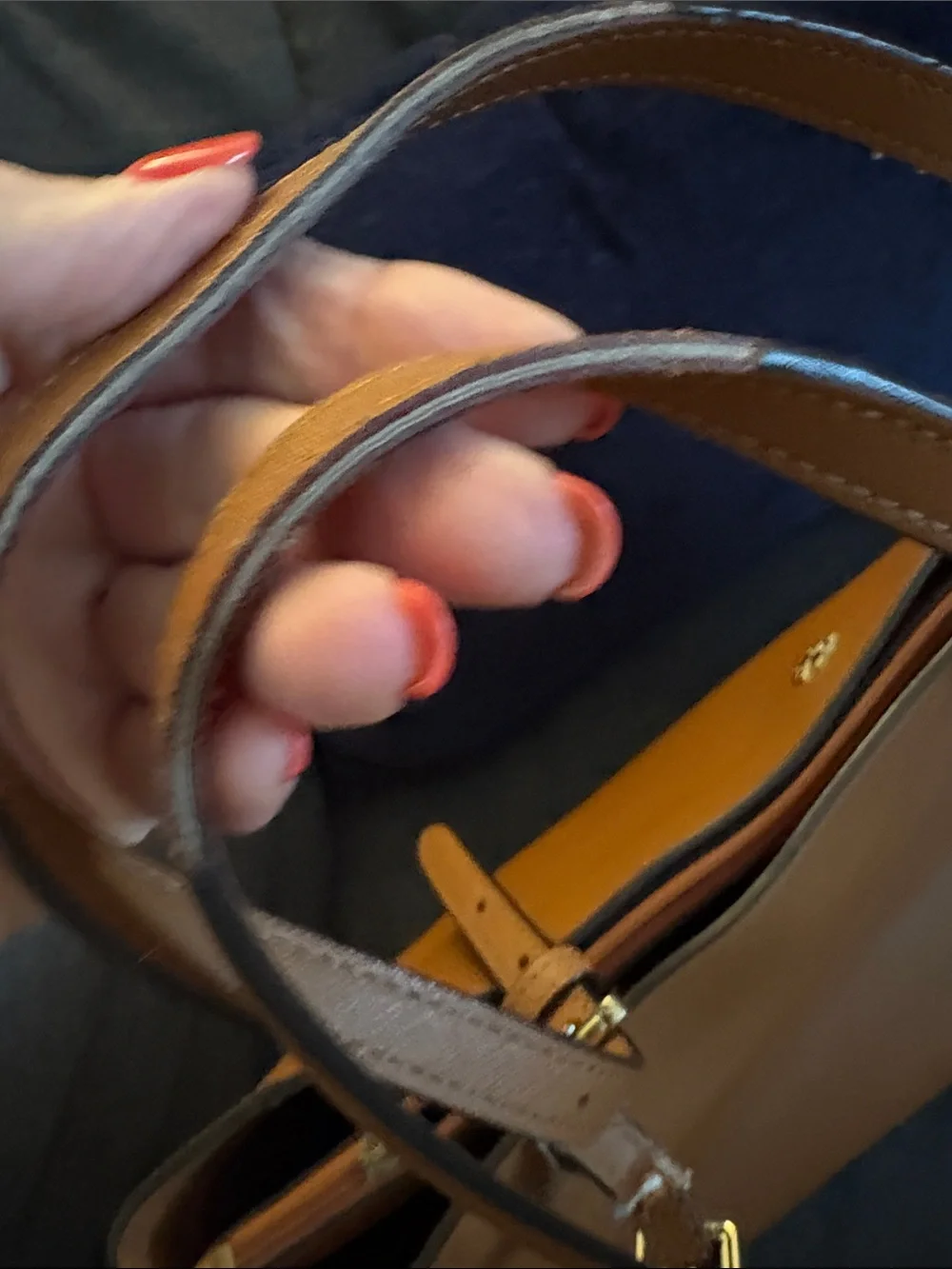 Tory Burch Tan Leather Double-Handle Tote with Gold Logo